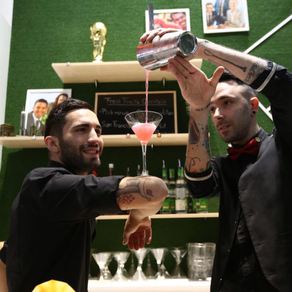 Mixology during the happy hour on the booth at MWC