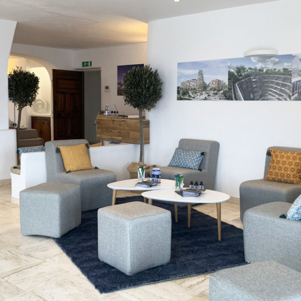apartment in cannes during MIPIM with furniture and branding
