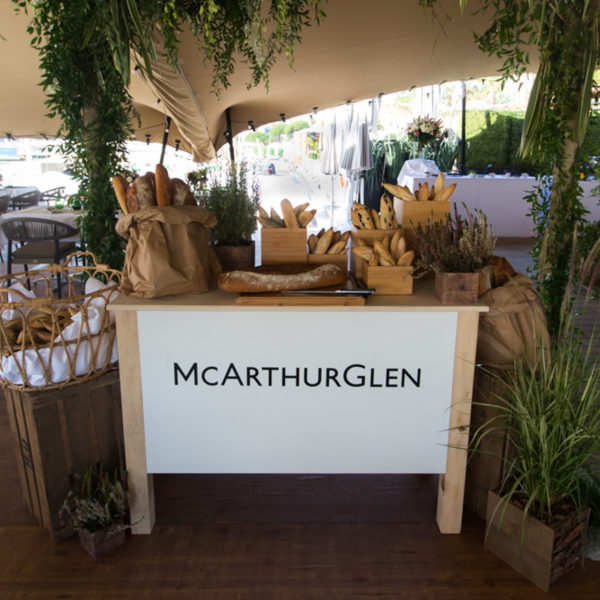 Bread station on a beach during networking lunch during MAPIC