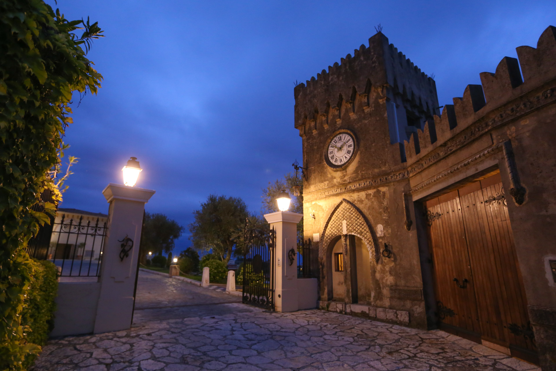 Entrance of the wine castel at dusk