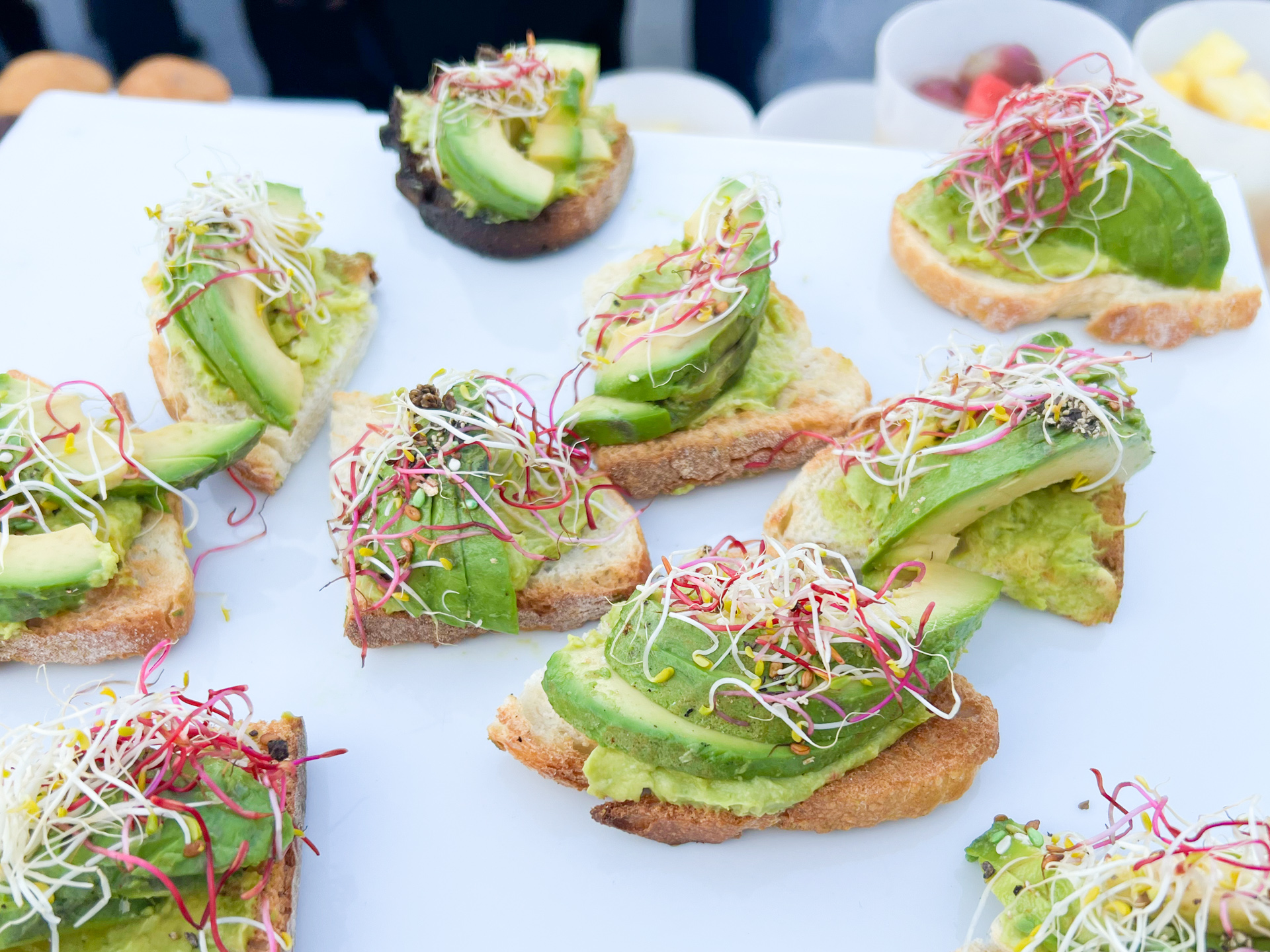 Avocado toast during fresh happy hour cocktail at mipim