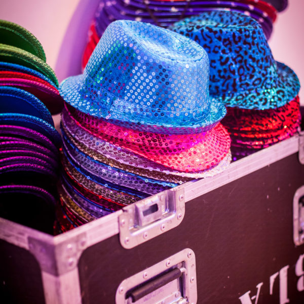 hats in flycase before the guests arrival