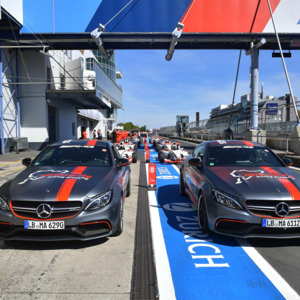 Safety cars before the racing cars on the paddock at Nürburgring