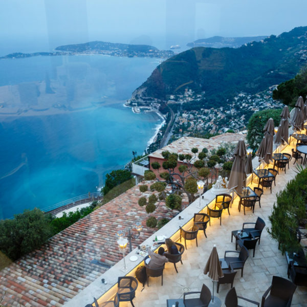 Terrace lighting up on the below terrace with the amazing sea view in the background on the french riviera during a VIP dinner during DTW