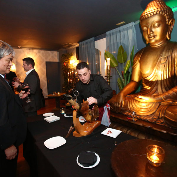 Buddha statue at networking event during MWC in Barcelona