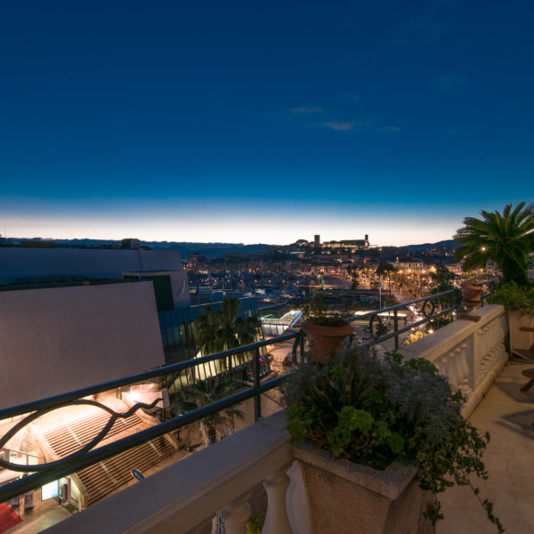 Night view from the terrace facing le palais des festivals in cannes