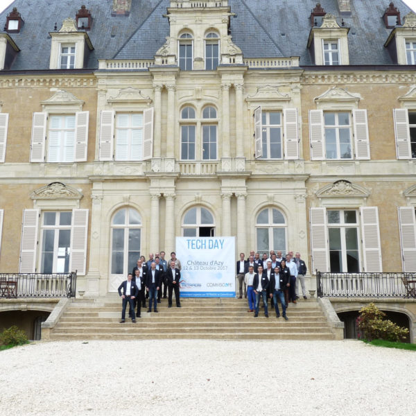 Partners and customers in front of the chateau in France during roadshow