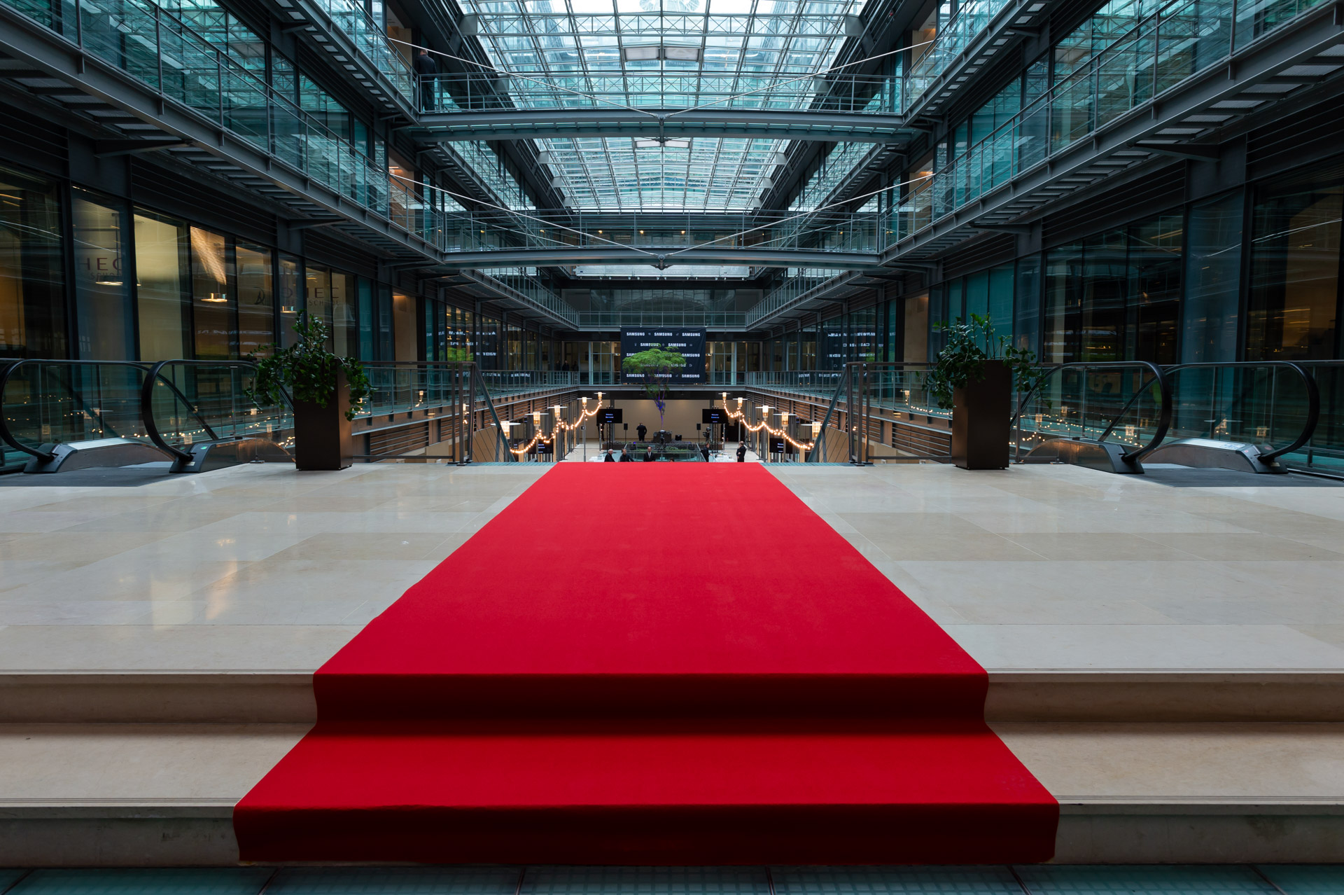 red carpet at the entrance of the event area