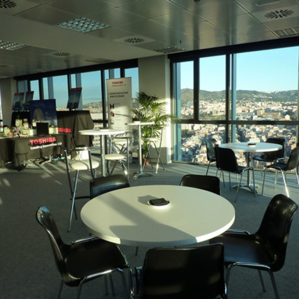 Meeting area on a sunny day during MWC in the headquarters