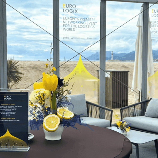 Branding on tent windows during MIPIM