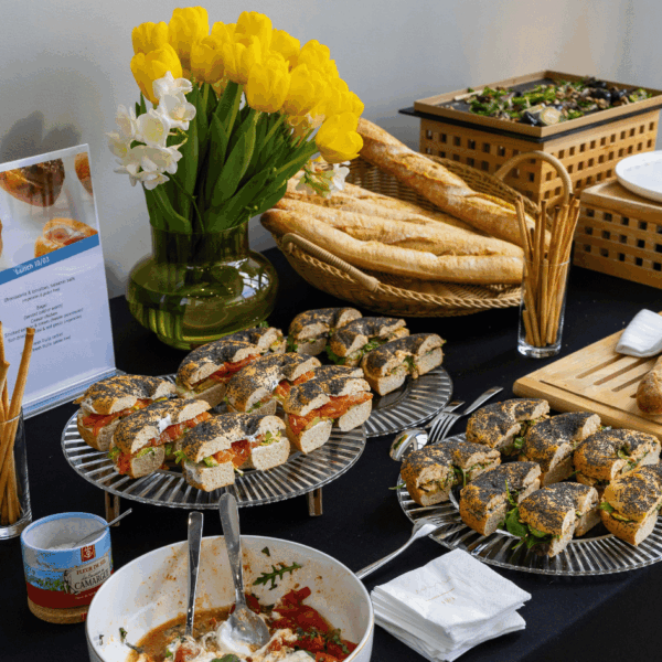 Lunch served on buffet including salmon bagels for MIPIM early birds event
