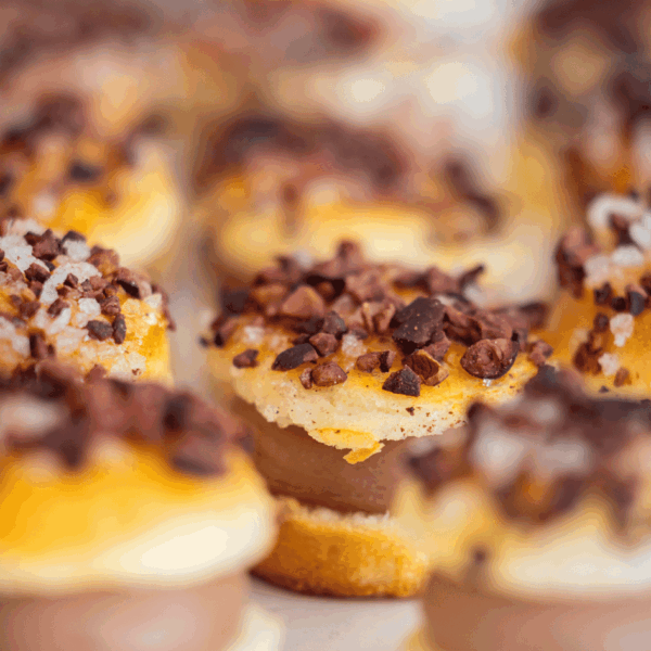 Dessert zoomed picture enhancing the chocolate choux