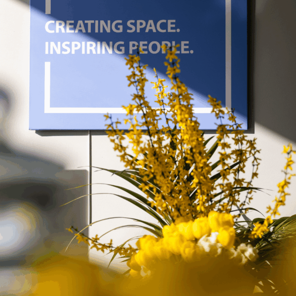 Branding and flower arrangement of our MIPIM customer