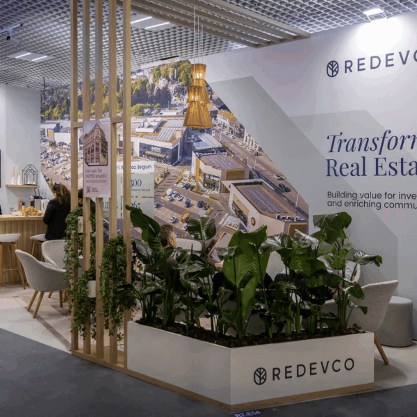 Overview of the stand inside Le Palais des Festivals during MIPIM 2026