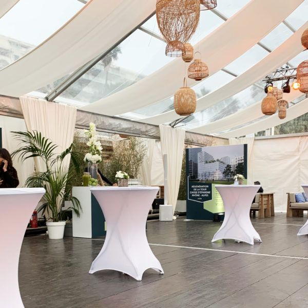 Tent decoration during happy hour during MIPIM happy hour in Cannes