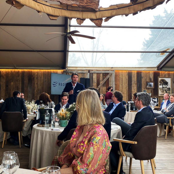 Speech during corporate lunch in gold course tent during MIPIM
