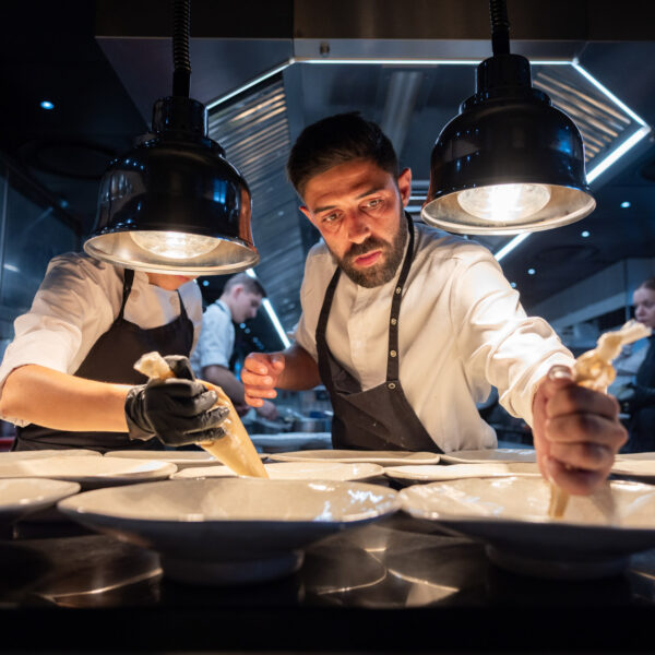 Inside the kitchen of a two michelin star chef prerparing the courses for a memorable Cannes Lions dinner