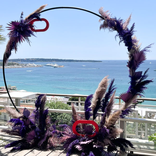 Cannes Lions 2022 floral arch for instagram pictures with breathtaking view