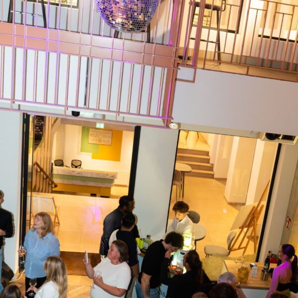 view from above of the crowd during networking event in incredible historical venue