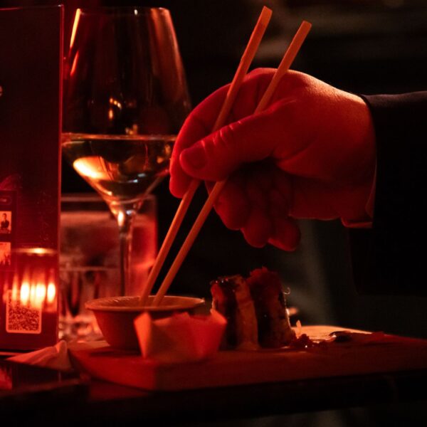 Asian fusion food during happy hour at IBC in Amsterdam