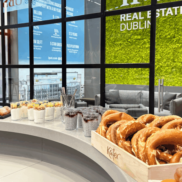 Daily catering at the stand including local specialties Pretzel