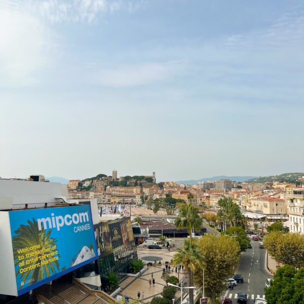 MIPCOM view of the palais des festivals and the suquet in cannes
