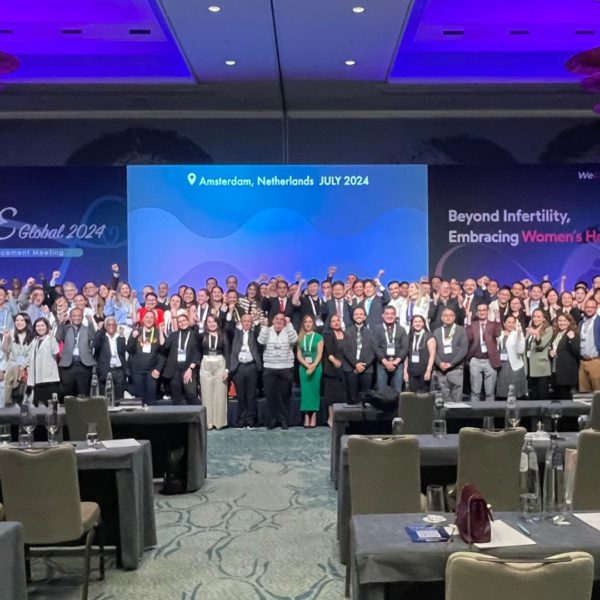 group photo with all the doctors on the 14 meters stage in front of the amazing branding and 5,5 meters by 3 meters LED screen