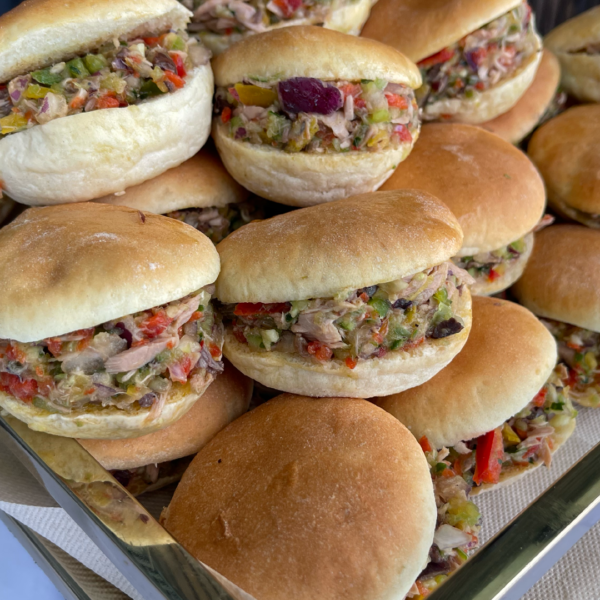 pan bagnat (local sandwich specialty) on tray during the lunch