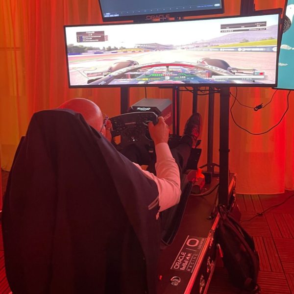 Formula 1 simulator during networking cocktail