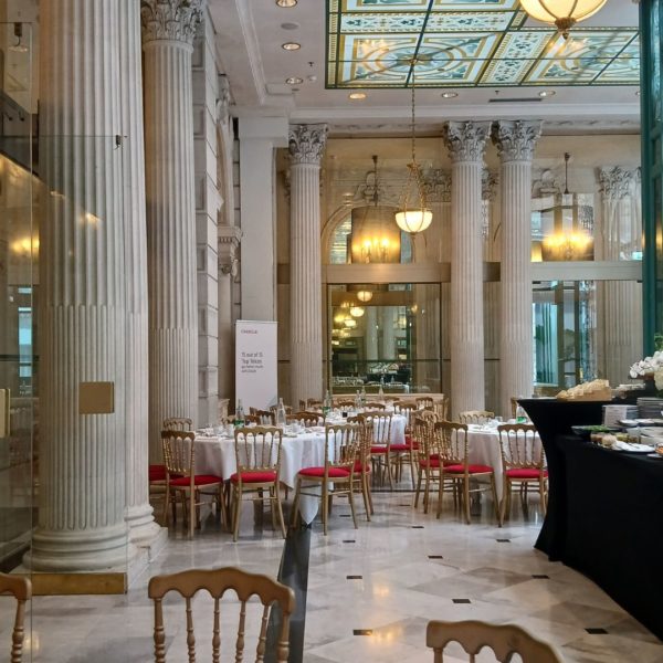 Lunch set up in the winter garden