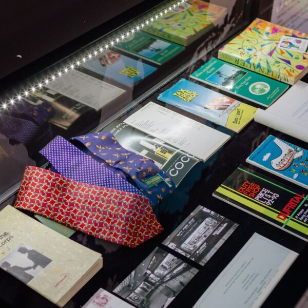 The event is the 160th anniversary of the company, therefore a museum was created and glass cases were showcasing symbolic items of the company history such as ties, brochures etc...